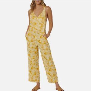 Rip Curl Summer Palms Linen Jumpsuit – Wide Leg, Tie Back, Boho Resort Vibes (S)